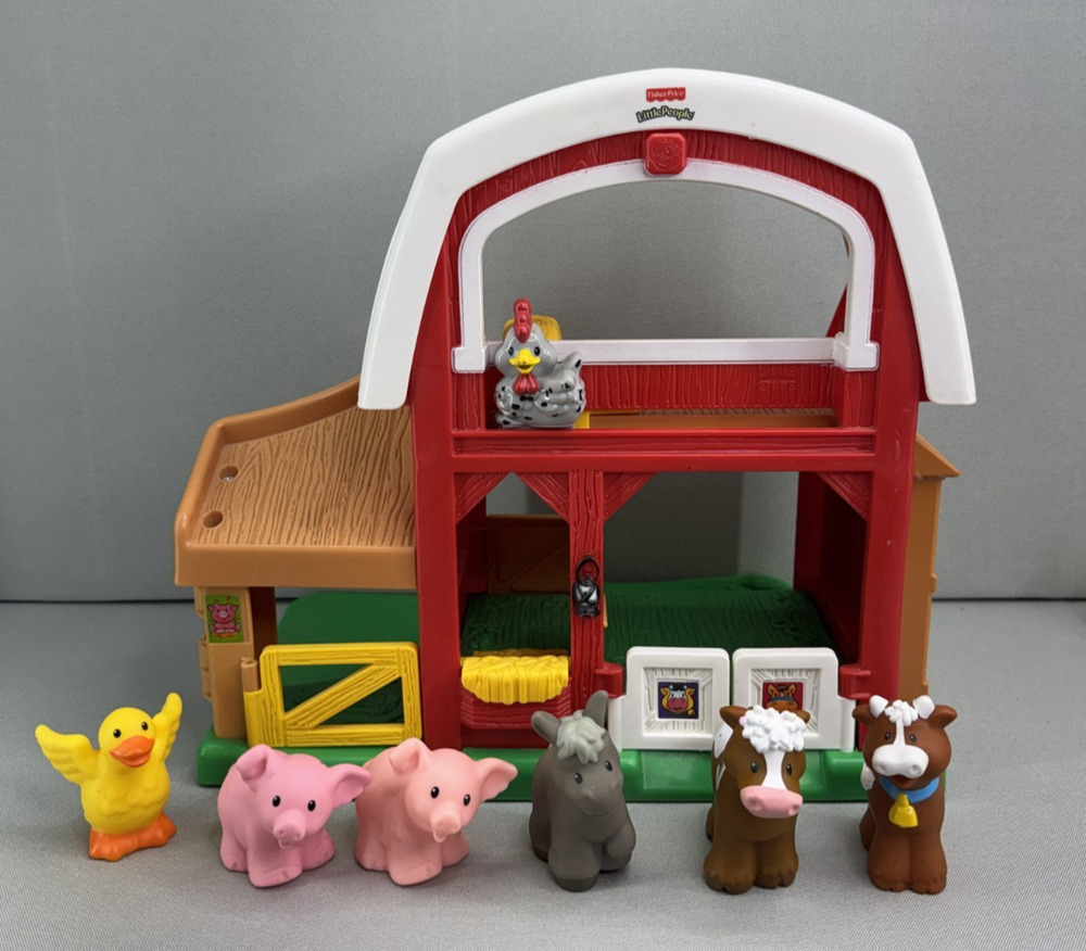 Fisher-Price Little People Animal Sounds Farm Playset Barn w/ 6 Animals Tested